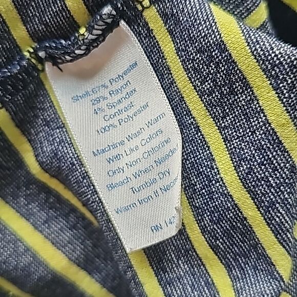 STS Sail To Sable Crew Neck Mini‎ Dress Short Sleeve Navy and Lime Stripped XS - Picture 7 of 7